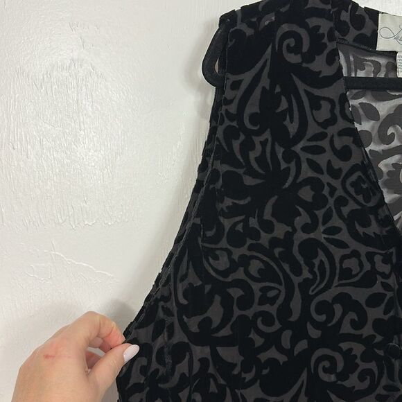 Linda Naub Vintage Silk Blend Burnout Velvet Sleeveless Tunic Top Size 2X - Picture 2 of 8